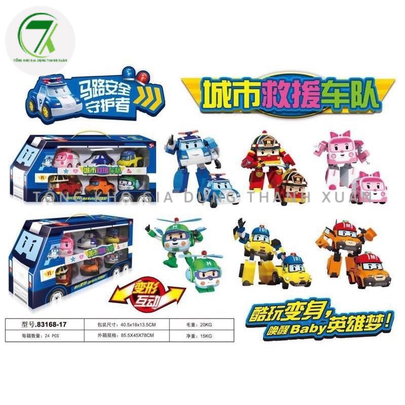 Bộ 6 xe ô tô đồ chơi Biệt đội Poli Robocar biến hình