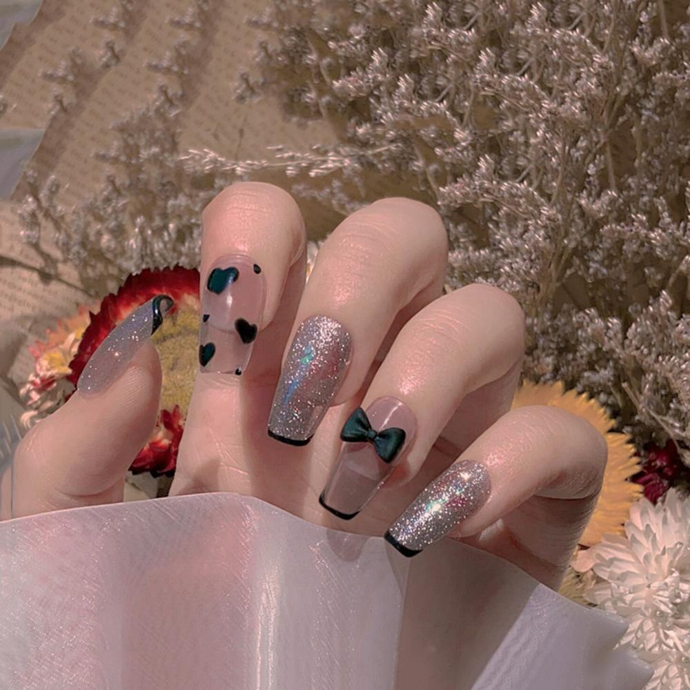 Phụ Kiện Trang Trí Móng Tay Hình Nơ Màu Trắng Đen Tinh Tế DIY