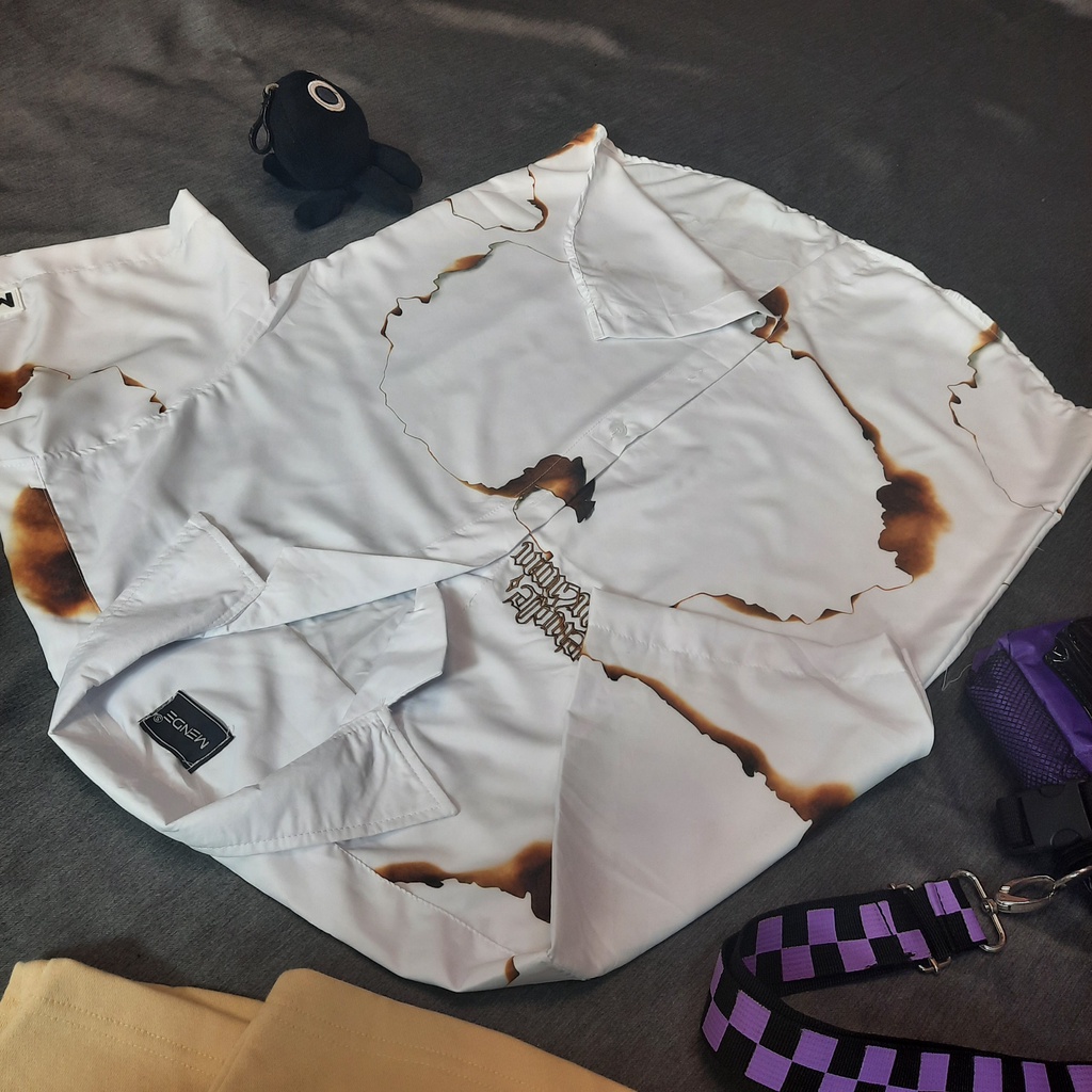 Áo Sơ Mi Ngắn Tay Nam/Nữ HỌA TIẾT FLAMEE | Sơ mi lụa CNK| Form Unisex 40-100kg