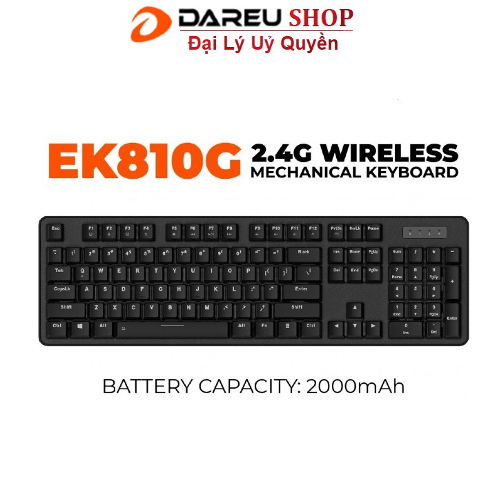Bàn phím cơ không dây Dareu EK810G Pin sạc 2000mAh