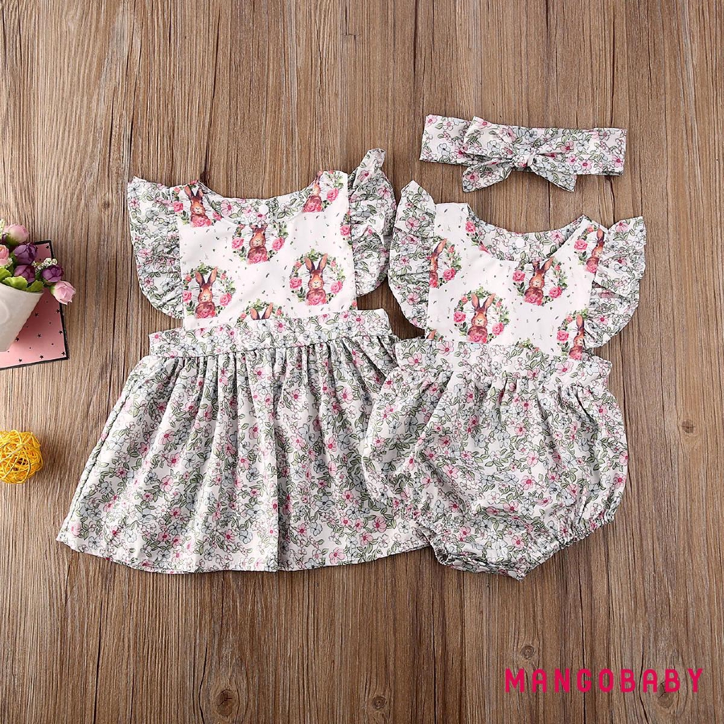 Đầm Chữ A Tay Cánh Sen In Họa Tiết Cho Bé Gái Sơ Sinh