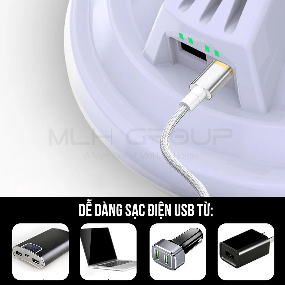 Đèn 100Led Tròn Cho Cắm Trại Dã Ngoại/ Mưa Bão/ Sửa Chữa Sạc Điện USB Hỗ Trợ Sạc Dự Phòng Điện Thoại MLH