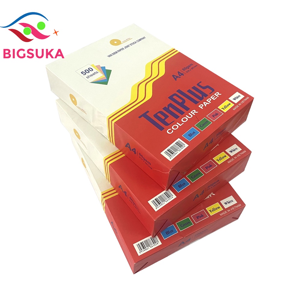 Giấy A4 màu dày 80gsm Paper One 500 tờ BIGSUKA