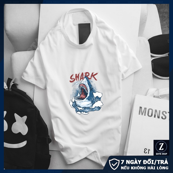 Áo phông nam tay ngắn cổ tròn, áo thun ZOTA chất tici mềm mịn in 3D shark NZ01 | BigBuy360 - bigbuy360.vn