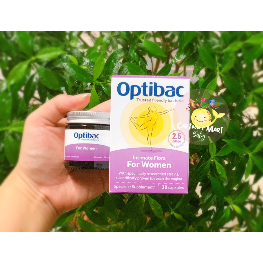 Men Vi Sinh Optibac for women Tím 30v mẫu mới thuỷ tinh + mẫu cũ