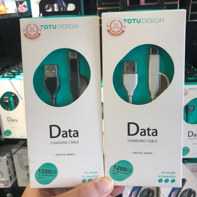 cáp 3 in 1 ToTu Design Data Charging Cable: ,Micro usb,Type C- 2,1 a.