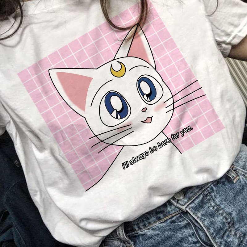 Sailor Moon Áo Thun Tay Ngắn In Hình Thủy Thủ Mặt Trăng Phong Cách Harajuku 90S