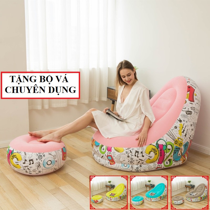 Ghế hơi tựa lưng, sofa hơi [ TẶNG KÈM BƠM + BỘ VÁ CHUYÊN DỤNG ]