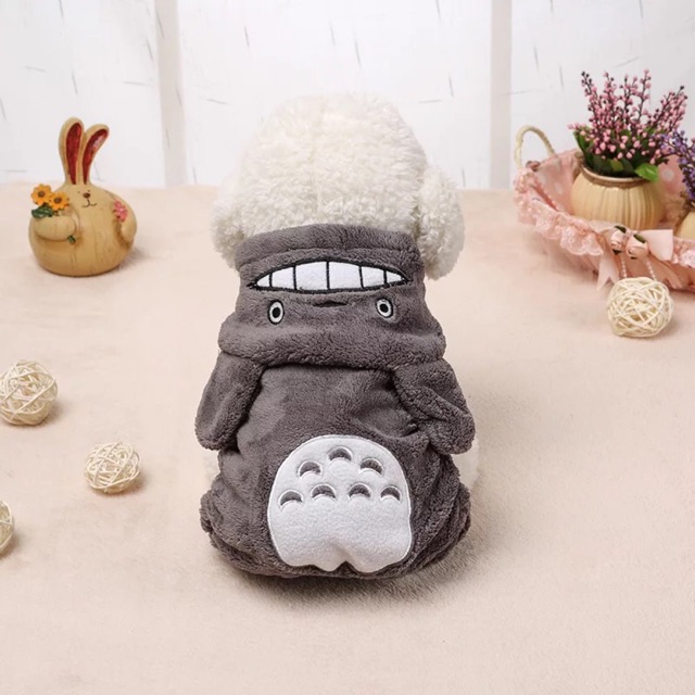 QUẦN ÁO CHÓ MÈO - Áo cho chó mèo totoro 4 chân lông mịn y hình