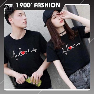 Áo thun NHỊP TIM ĐỎ [FREESHIP] Áo unisex, áo thun đôi nam nữ đen trắng from rộng, vải cotton xịn