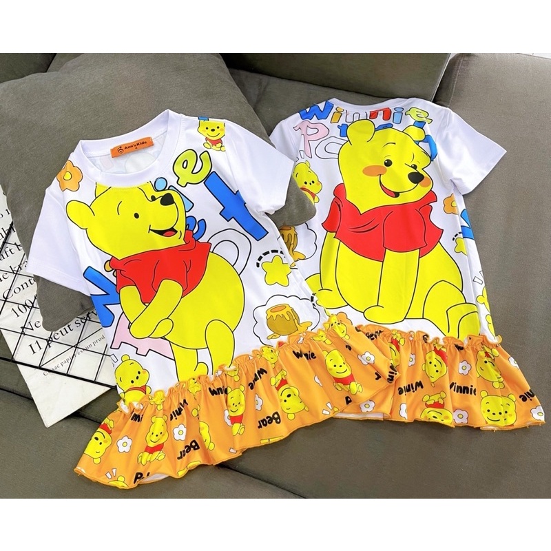 22-40kg | Đầm bé gái ráp lai bèo thun lạnh loại 1 màu cực xinh