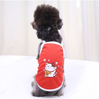 Áo Hai Dây Cho Thú Cưng Áo Tết Mèo Thần Tài Cho Chó