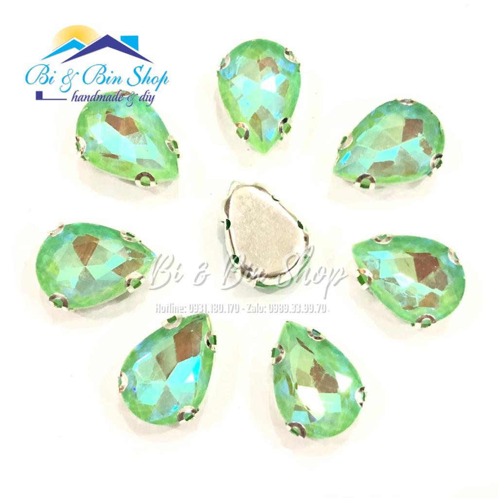 10 Viên Đá Đế Giọt Nước 10x14mm Pha Lê Ánh Cừ Đính Kết Trang Phục Thời Trang, Trang Trí Vương Miện - Bi &amp; Bin Shop