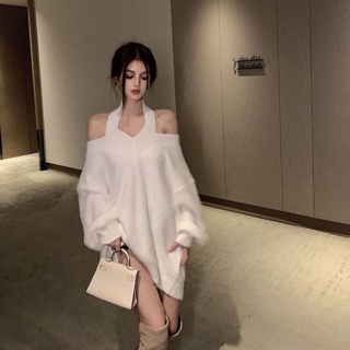 Mẫu áo len trễ vai thiết kế mặc đc 2 kiểu😜