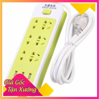Ổ cắm điện chống giật 6 lỗ 3 cổng usb đa năng