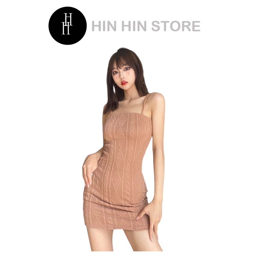 Đầm hai dây màu nâu HDT256 Hỉn Hỉn Store