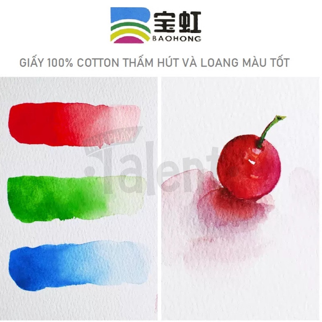 - Giấy vẽ màu nước BAOHONG XẤP 5 100% Cotton 300gsm