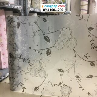 Decal dán kính/kiếng hoa trắng lá đen