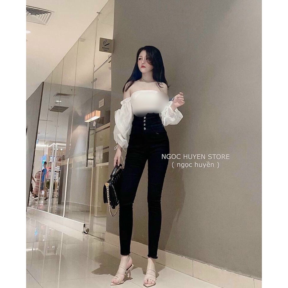 Quần jean nữ cạp cao co giãn form dáng ôm | BigBuy360 - bigbuy360.vn