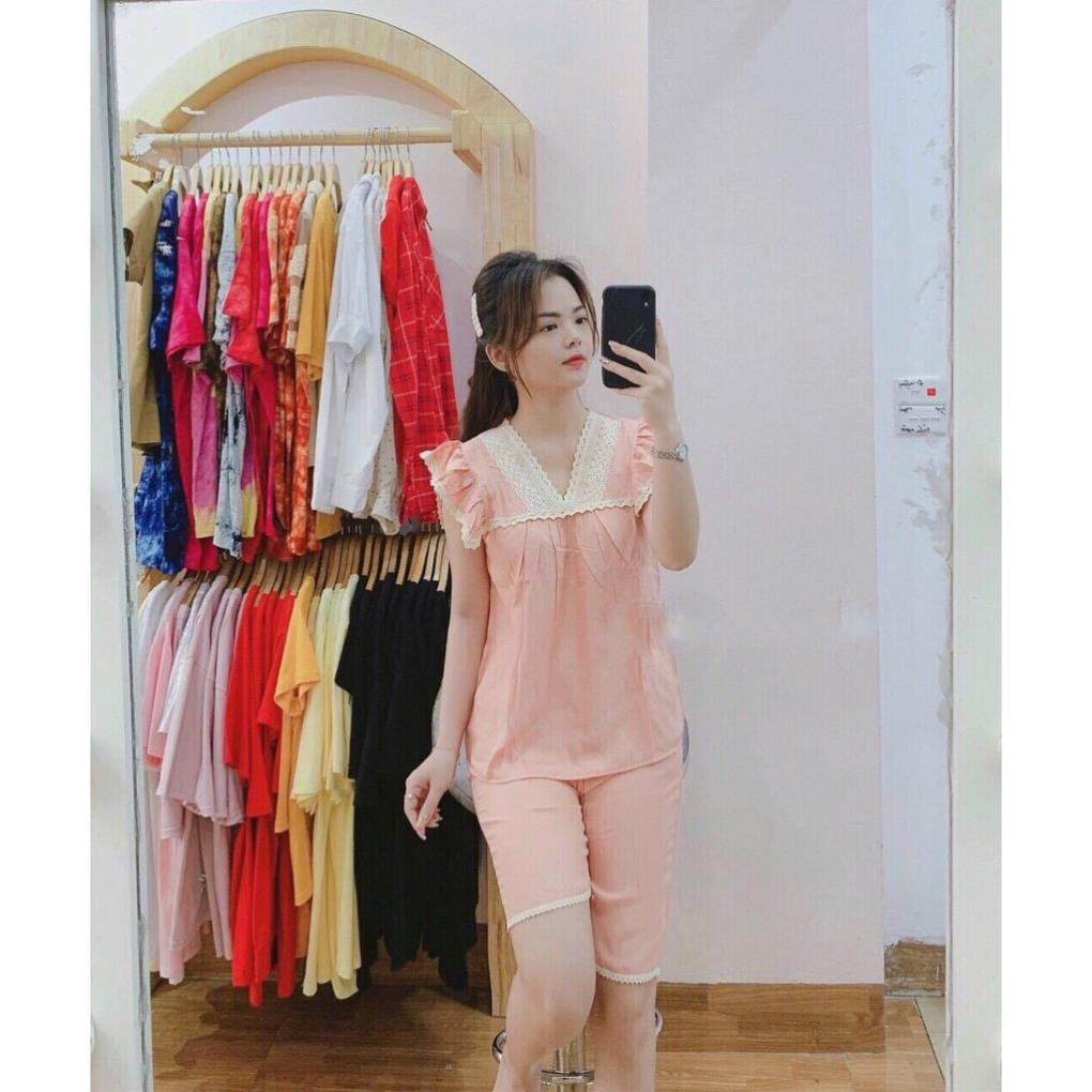 Bộ Đồ Pijama Đũi - Bộ Đũi Mặc Nhà  Tay Hến Họa Tiết Mát Lịm [Hàng Siêu Đẹp] Kèm SP Thật | BigBuy360 - bigbuy360.vn