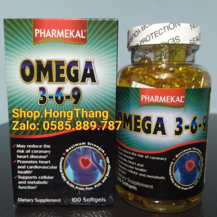 Omega 3-6-9 Pharmekal chứa tinh chất dầu cá, dàu gấc, omega, vitamin hỗ trợ sức khỏe, đẹp da, sáng mắt hộp 100 viên