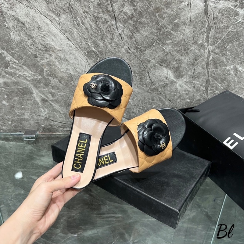 Dép cn hoa trà quai ngang đế bằng fullbox