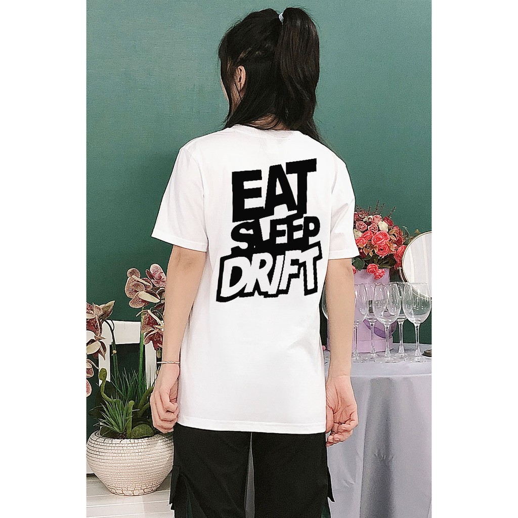 Áo phông rộng nam nữ tay lỡ unisex Eat Sleep Drift siêu chất áo thun tay lửng nam nữ unisex trắng đen basic streetwear