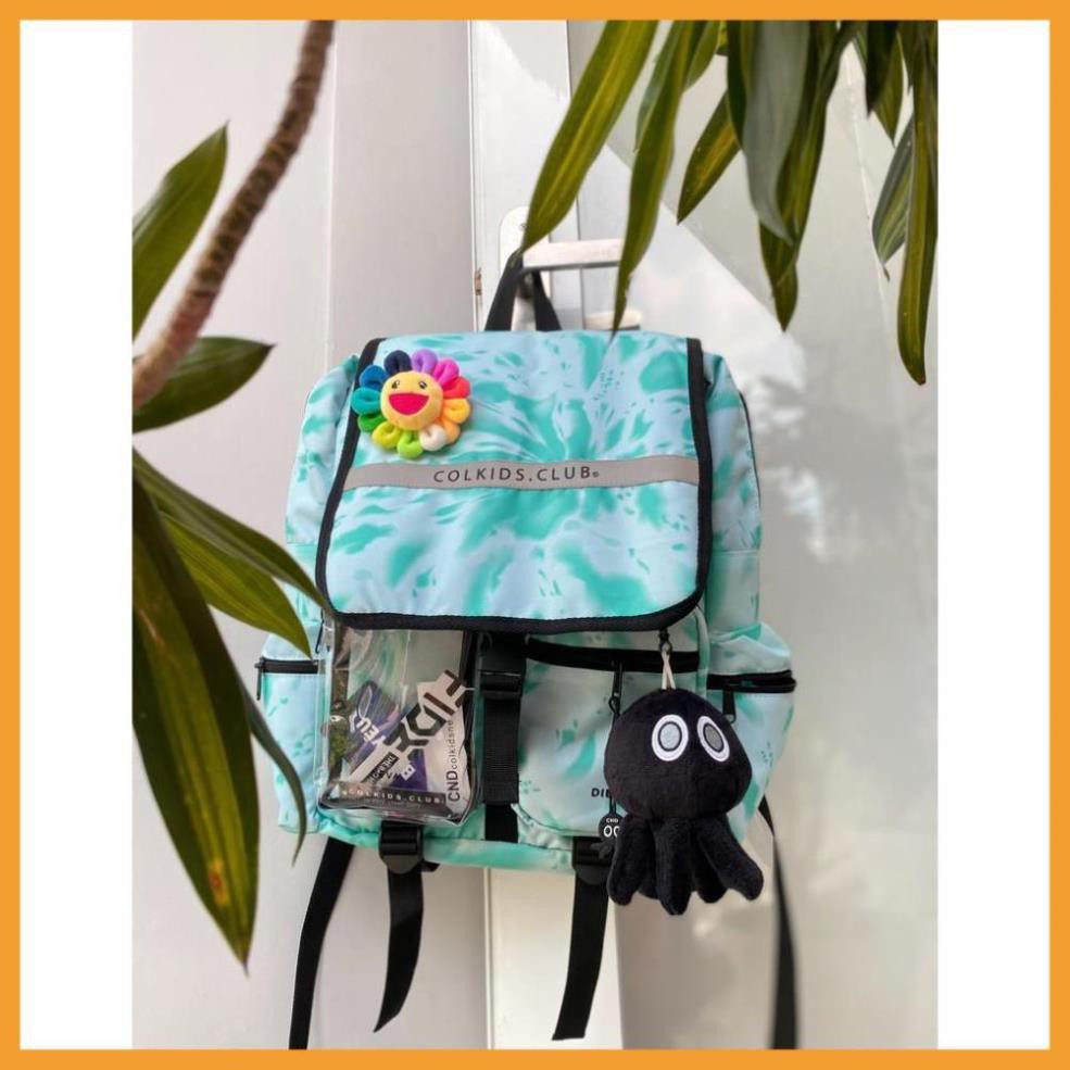 Balo colkids ss3 custom đen hoa cúc xanh tie dye nam nữ đi hoc đi chơi