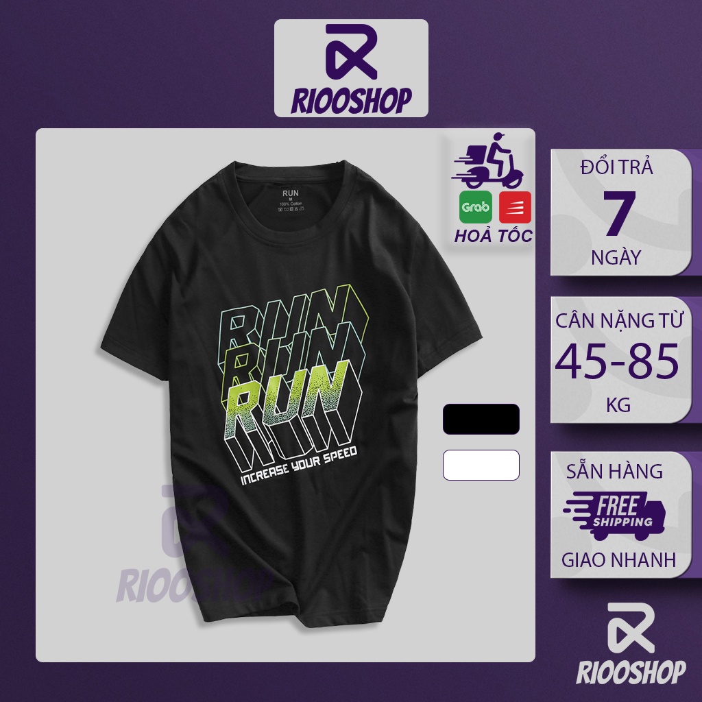 Áo phông nam ngắn tay họa tiết chữ run cao cấp RTX042 - áo thun nam cổ tròn Riooshop