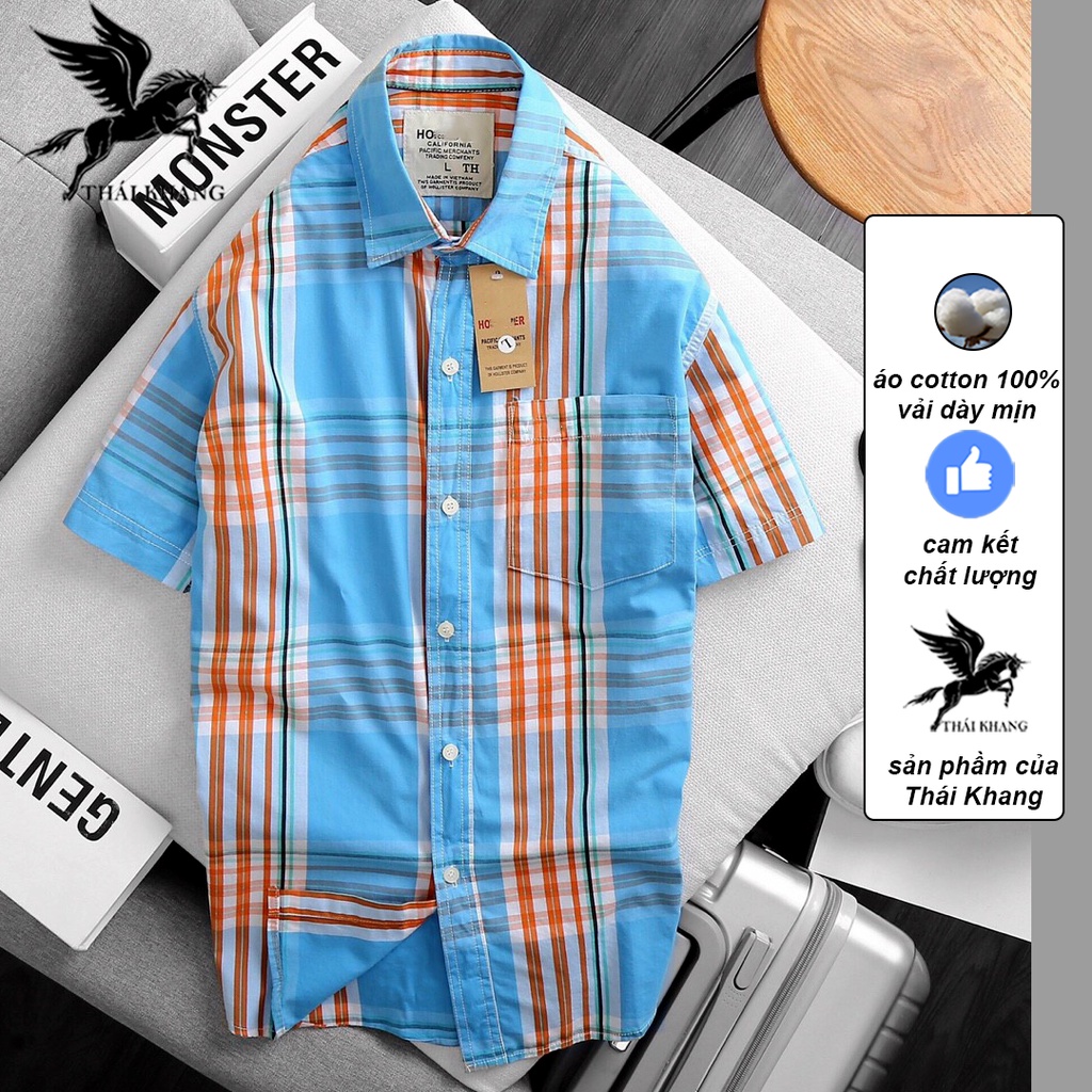 áo sơ mi tay ngắn nam cao cấp hàng bán trong siêu thị loại caro đẹp ASST60