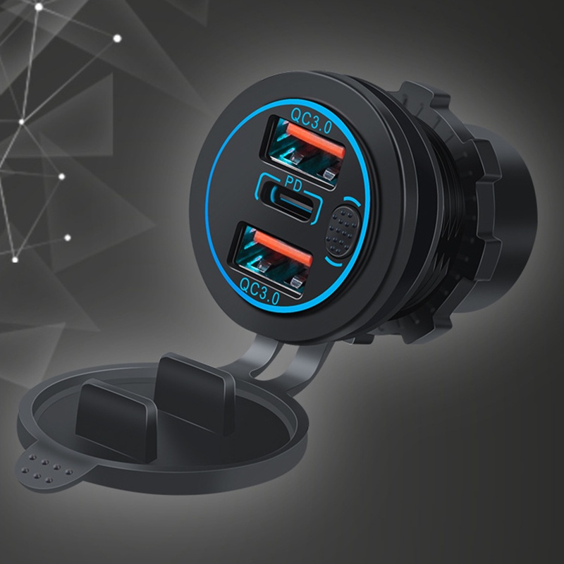 Tẩu Sạc Nhanh USB 3.0 PD Type C 12V-24V Cho Xe Hơi