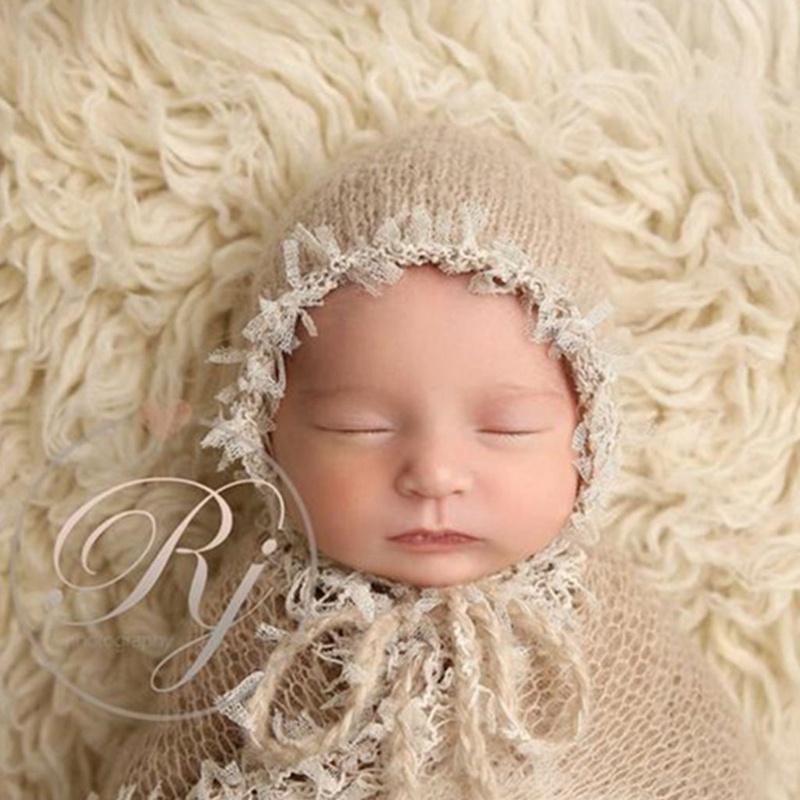 Bộ 2 Món Gồm Chăn + Nón + Khăn Quấn Mềm Mại Làm Phụ Kiện Chụp Ảnh Cho Bé Sơ Sinh