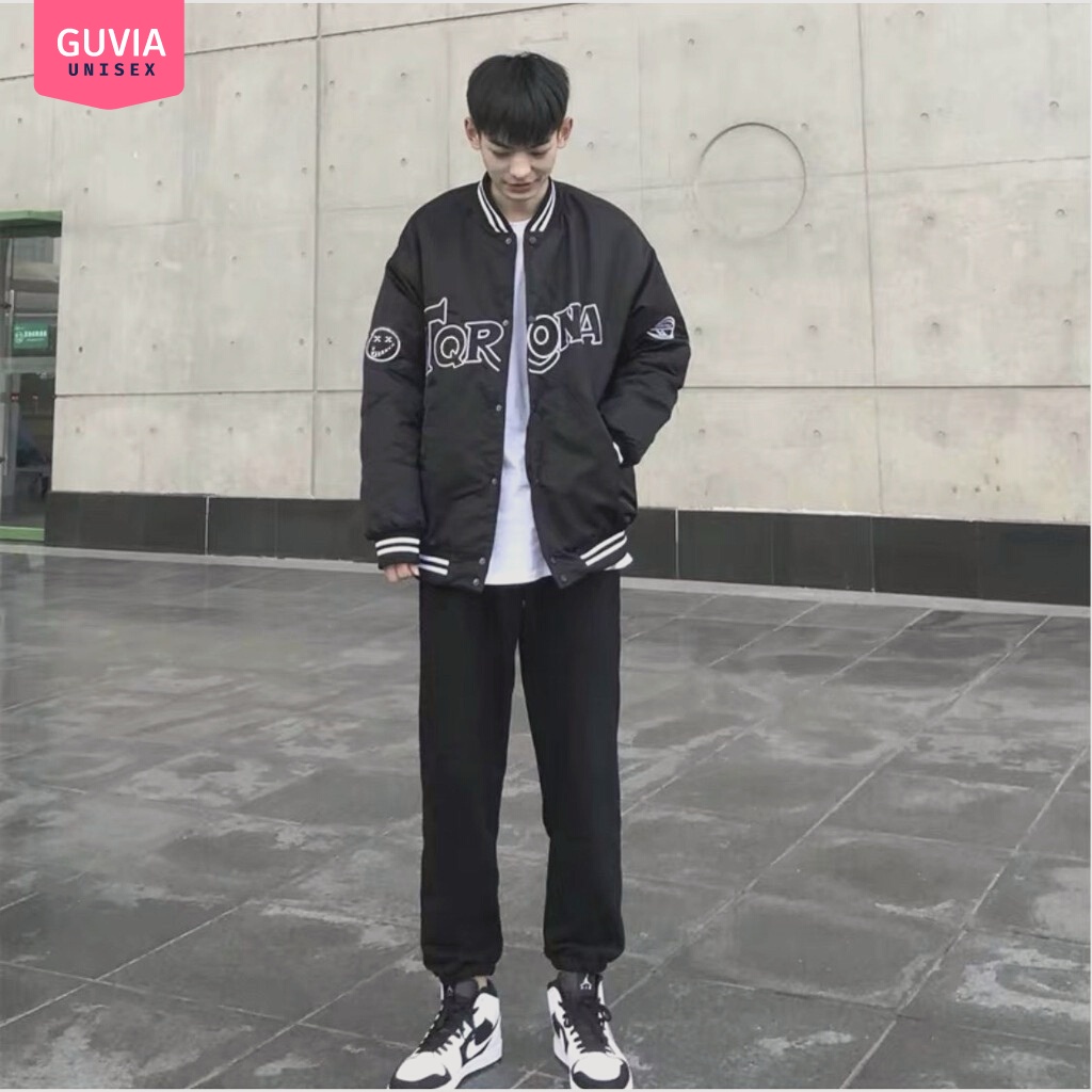 Áo khoác Dù Bomber TQRONA Unisex From Rộng Ulzzang Nam Nữ Guvia Bomber Jacket