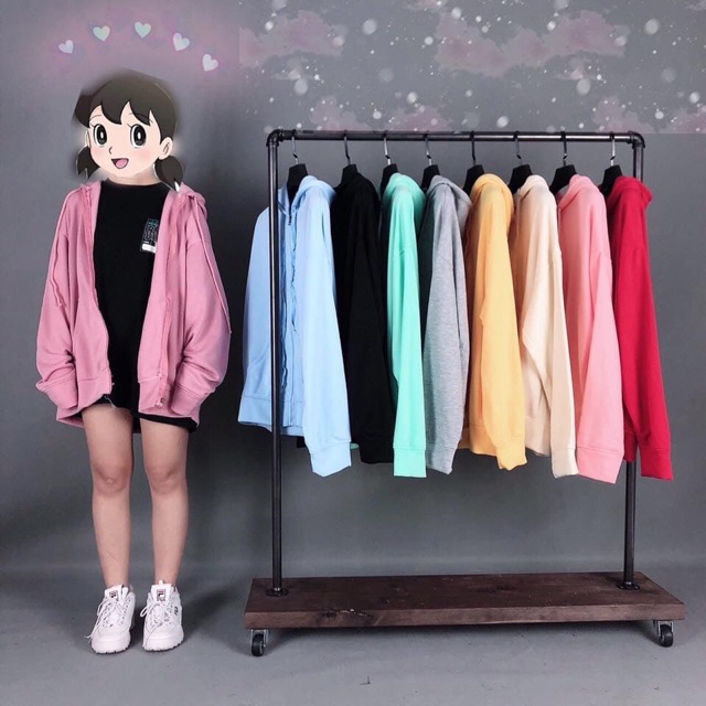 Áo khoác form rộng / hoodie zip basic unisex