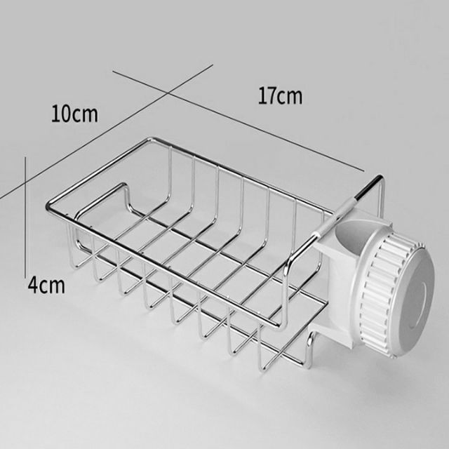 Kệ inox treo miếng rửa chén đựng xà bông có chốt gắn vòi nước hàng hộp