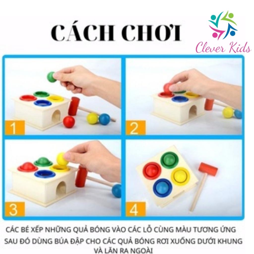 Đồ chơi hộp đập 4 bóng tròn bằng búa gỗ vui nhộn bé nào cũng thích