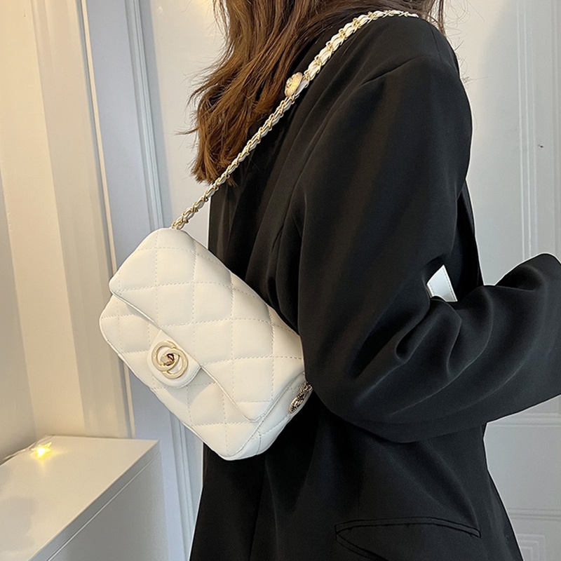 Túi Đeo Chéo Hình Vuông Nhỏ Màu Đen Đính Kim Cương Giả Cổ Điển Thời Trang Cho Nữ