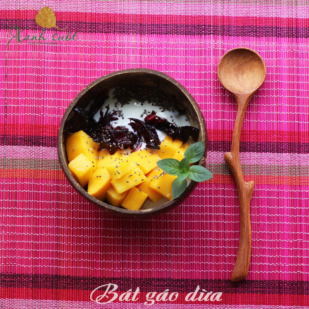 [Xanh Suốt] Bát Gáo Dừa- Coconut Bowl- Bát Gáo Dừa Dày, Vừa Tay Trộn Salad, Hoa Quả, Trang Trí Hoặc Decor
