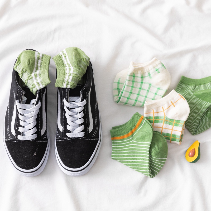 Tất vớ nữ nam cổ ngắn trắng lười dễ thương hàn quốc đẹp iLita chân thấp nhún sọc caro đủ màu trơn đen, đỏ, vàng, xám, be