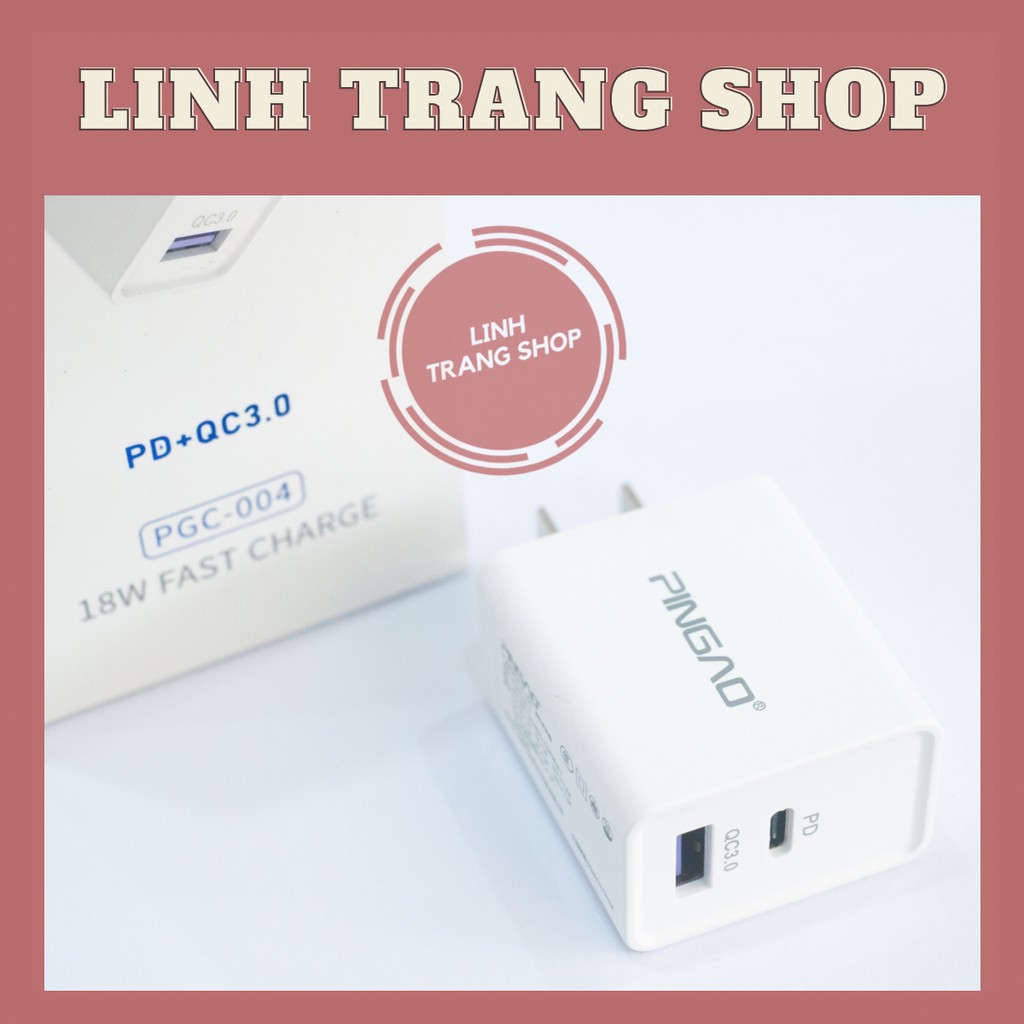 Củ Sạc Nhanh 2 Cổng USB &amp; Type C Pingao - Sạc Nhanh - Tiện Lợi (BH 12 Tháng)