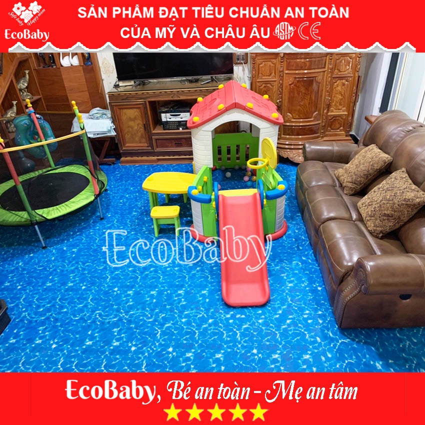 Tấm Thảm Xốp Cho Bé, Thảm Chơi Lót Trải Sàn Chống Trơn Trượt Va Đập, Loại Dày - 60x60x2cm - Hình Sóng Biển - EcoBaby