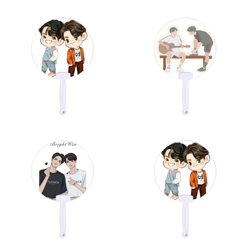 Quạt tròn cán nhựa in hình BRIGHTWIN 2gether BL Thái Lan chibi anime xinh xắn