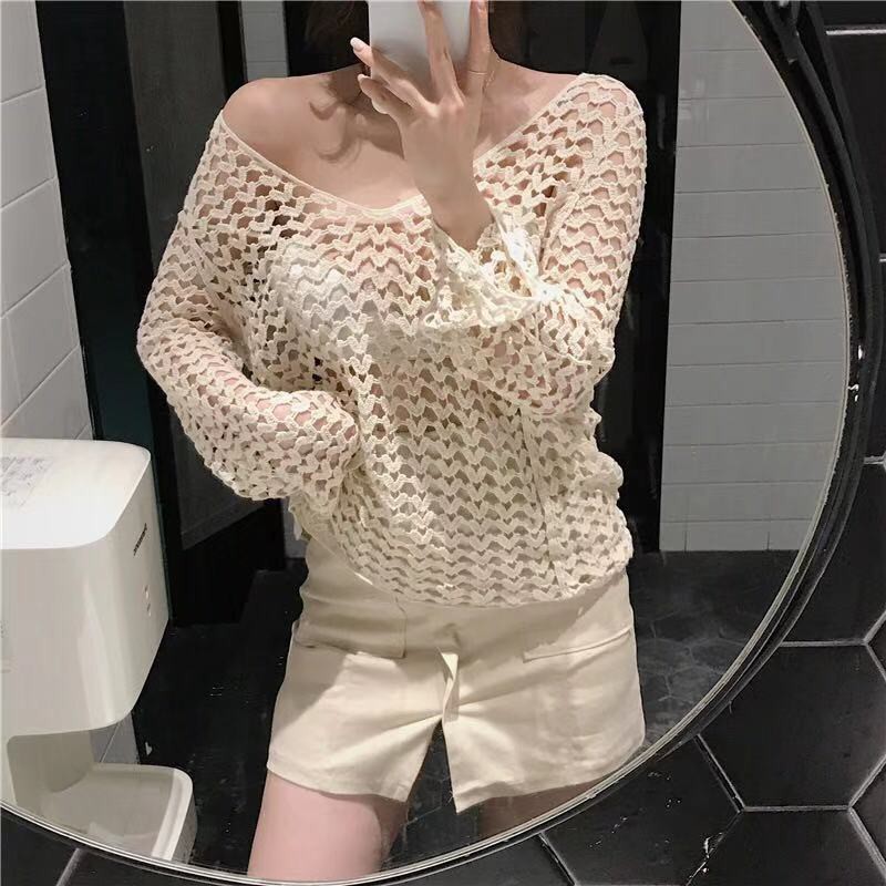 Áo ren lưới - đi biển cổ V khoác ngoài bikini #HH1385