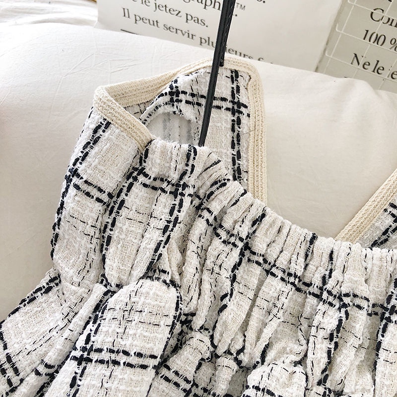 Áo Vest Cổ Chữ V Họa Tiết Sọc Caro Màu Sắc Tương Phản Phong Cách Retro Hàn Quốc