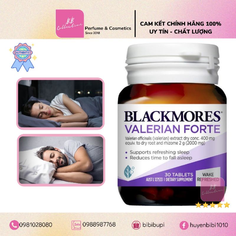Viên uống giúp ngủ ngon Blackmore Valerian Forte chính hãng Úc mẫu mới 2021