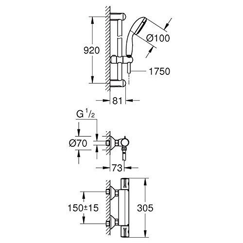 Sen tắm ổn nhiệt GROHE Grohtherm 800 34566001, bảo hành chính hãng 05 năm