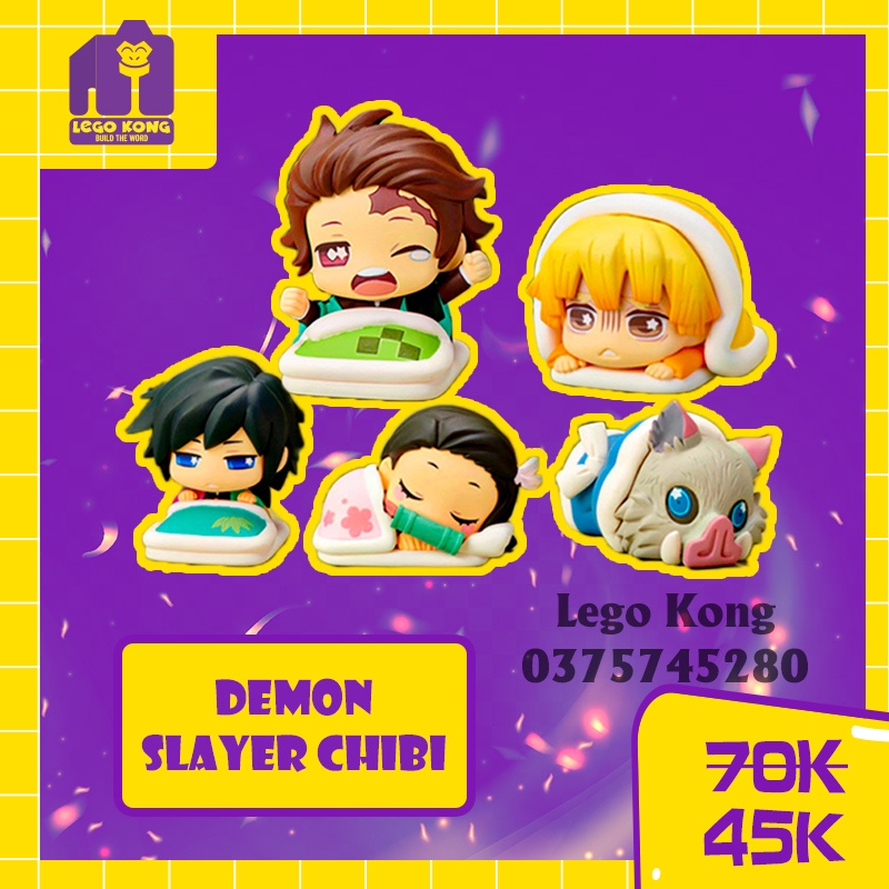 Mô hình nhân vật Demon slayer Chibi nằm ngủ đồ chơi figure Kimetsu no Yaiba thanh gươm diệt quỷ anime nhật bản