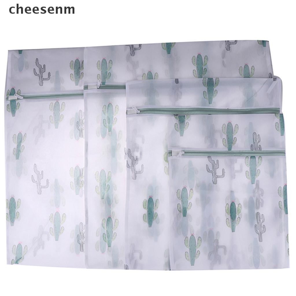 Túi Lưới Giặt Đồ Lót Bằng Polyester In Họa Tiết Xương Rồng / Phô Mai