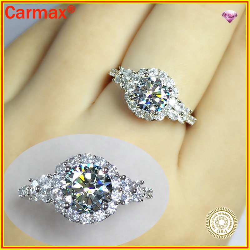 Nhẫn đính đá moissanite sang trọng 2 karat cao cấp