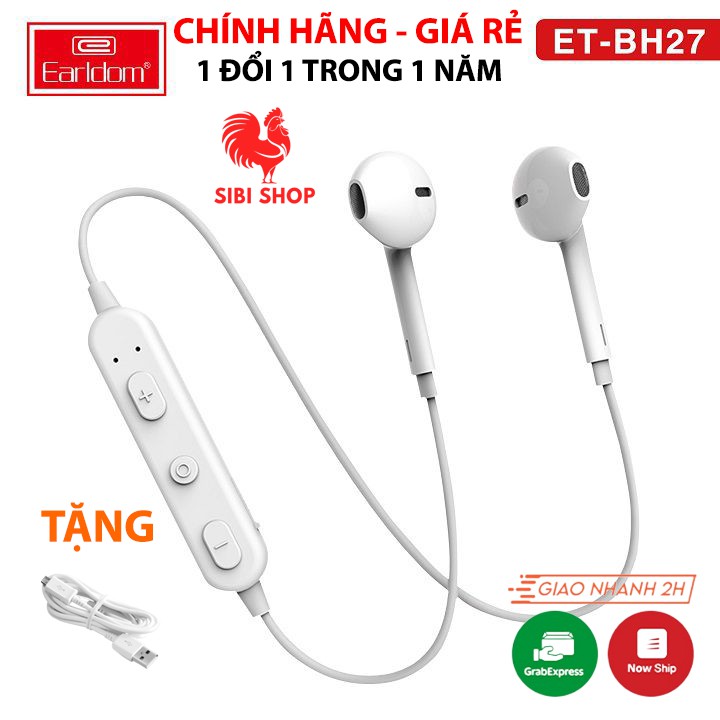 [BH 12 THÁNG] Tai Nghe Bluetooth Chính Hãng Earldom BH27 2 Tai Có Dây Âm Bass Cao và Âm Treble Sáng